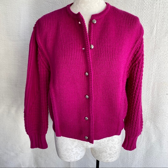 Vintage M/L Handwoven Wool Cardigan Knit Jacket - Picture 8 of 8